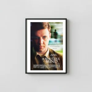 A Beautiful Mind | Movie Poster | Russell Crowe Dramatic Portrait Movie Posters xe2x80x93 Portrait Frame Wall Art Mockup | MerchFuse