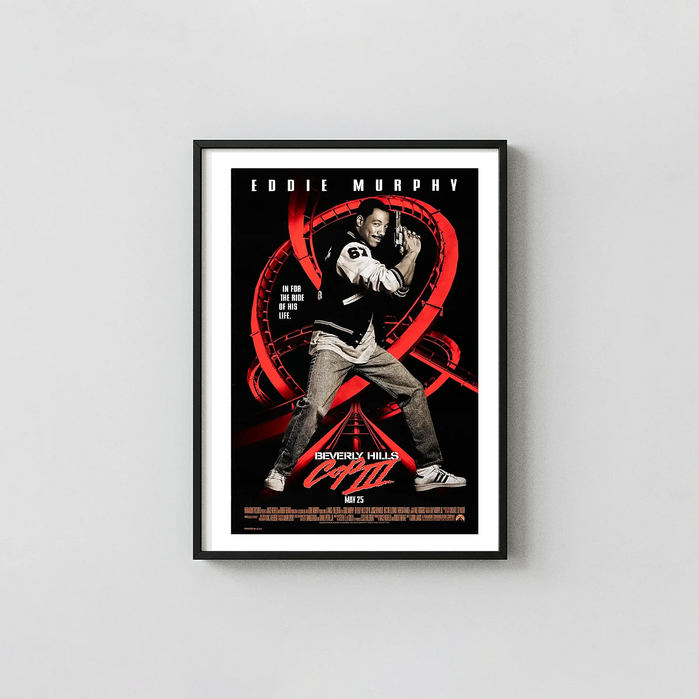 Beverly Hills Cop III | Movie Poster | Axel Foley Action Scene Action & Adventure Movie Posters xe2x80x93 Portrait Frame Wall Art Mockup | MerchFuse