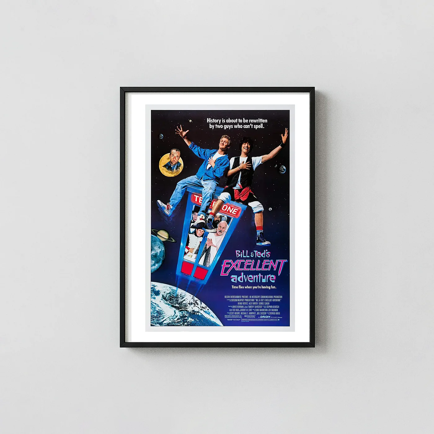 Bill & Ted's Excellent Adventure | Movie Poster | Retro 80s Phone Booth Cult Classic Movies Posters xe2x80x93 Portrait Frame Wall Art Mockup | MerchFuse