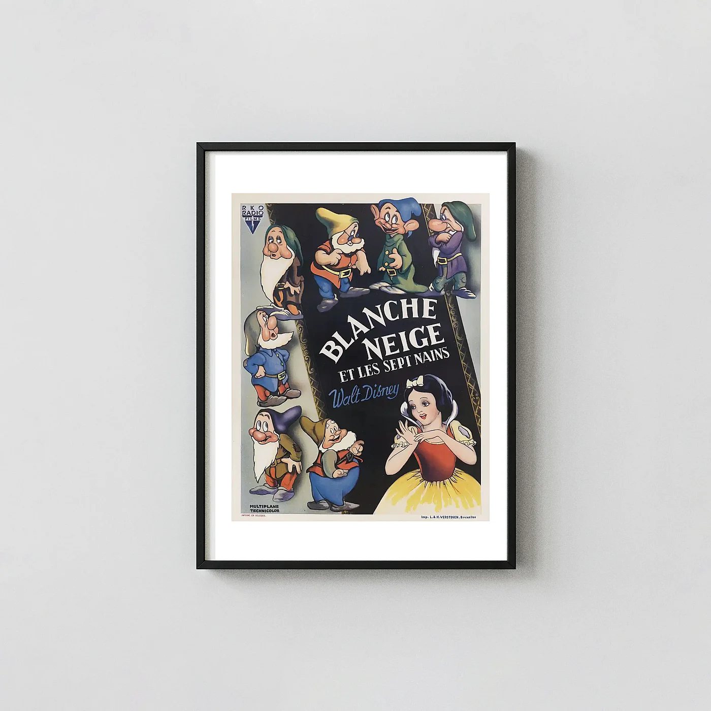 Disney's Snow White | Vintage Movie Poster | French Re-Release Horror Movies Posters xe2x80x93 Portrait Frame Wall Art Mockup | MerchFuse