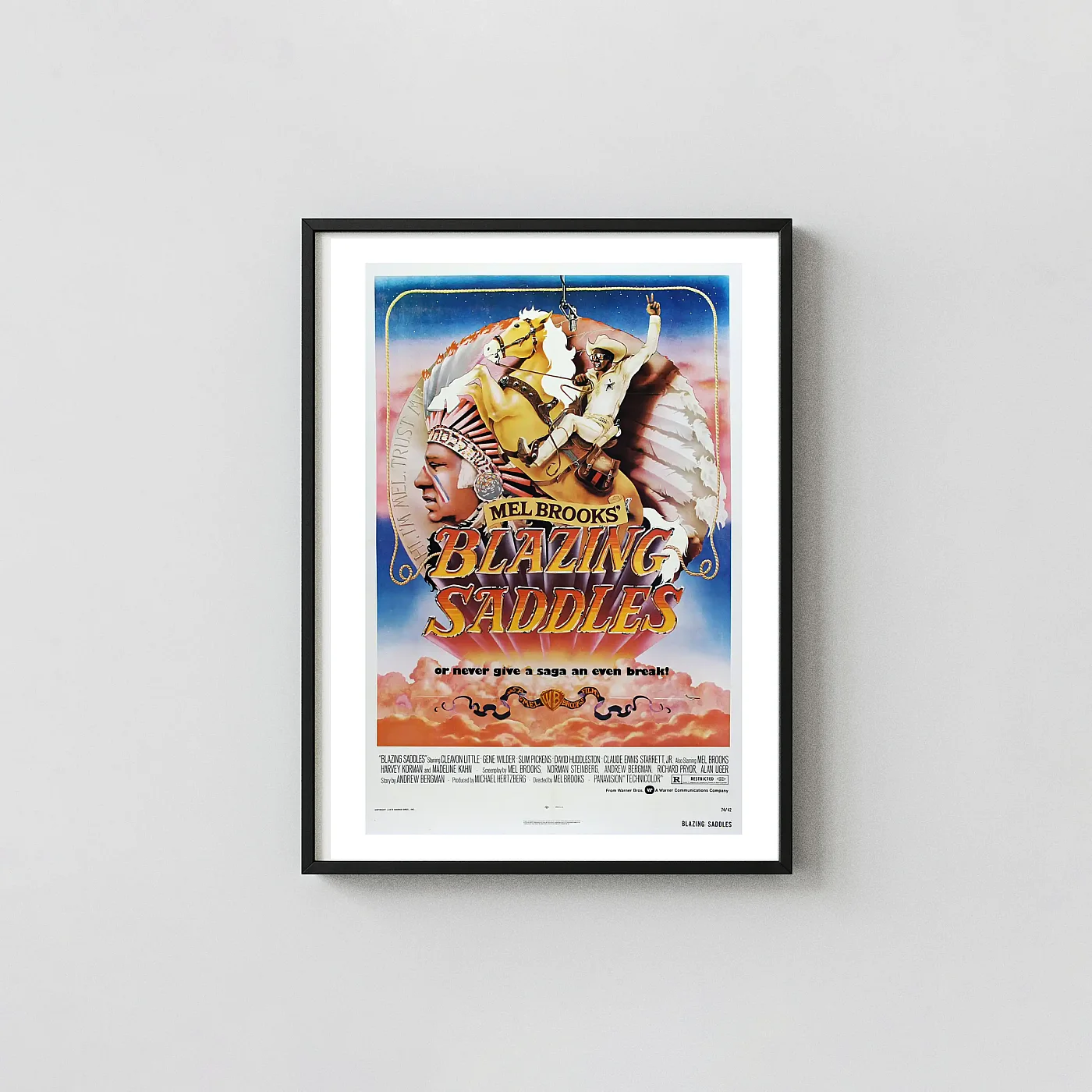 Blazing Saddles | Movie Poster | Original 1974 Theatrical Cult Classic Movies Posters xe2x80x93 Portrait Frame Wall Art Mockup | MerchFuse