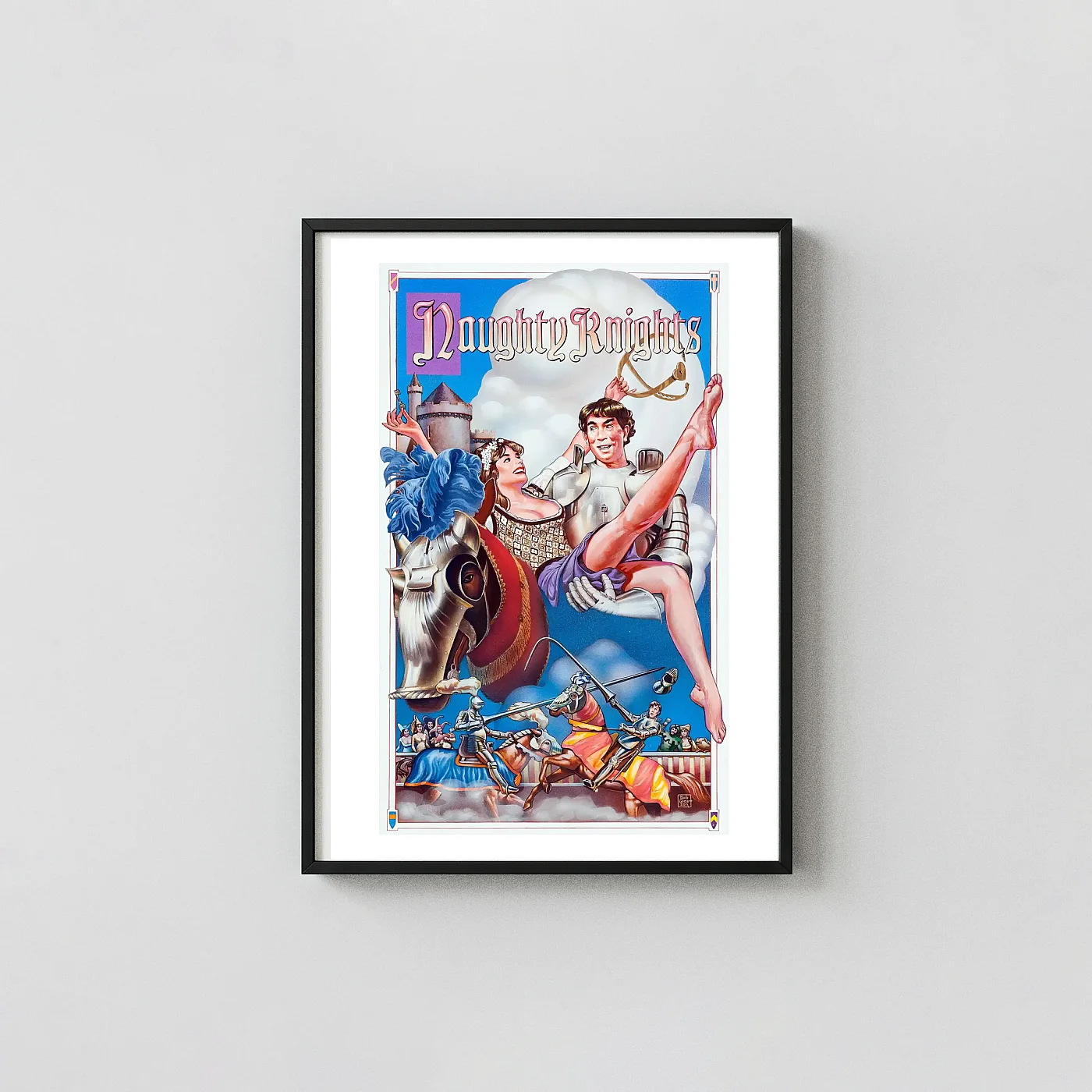 Naughty Knights | Vintage Movie Poster | Bob Gleason Fantasy Movie Posters xe2x80x93 Portrait Frame Wall Art Mockup | MerchFuse