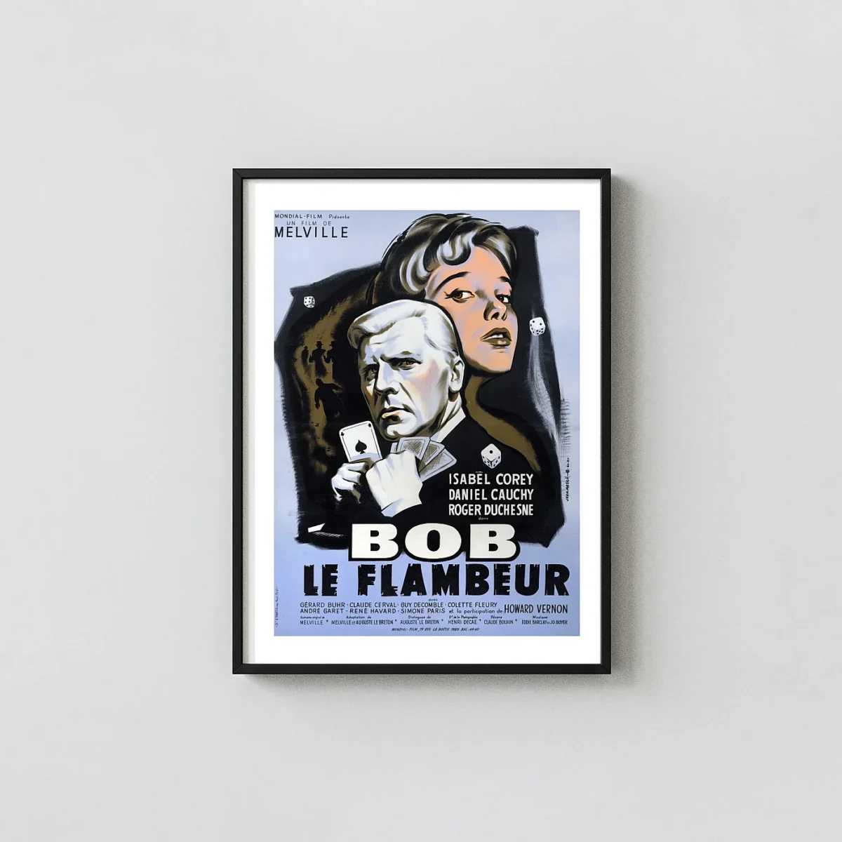 Bob le Flambeur (1956) | French Movie Poster | Vintage Film Noir Movie Posters xe2x80x93 Portrait Frame Wall Art Mockup | MerchFuse