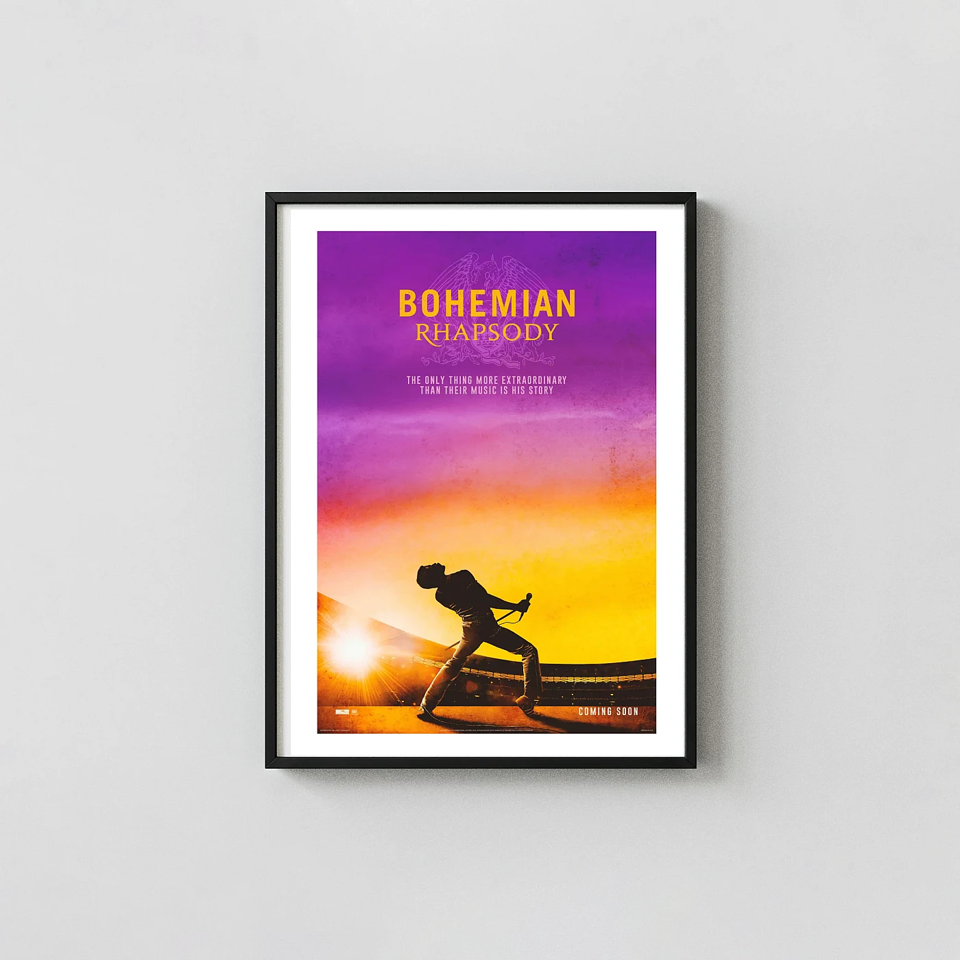 Bohemian Rhapsody | Movie Poster | Freddie Mercury Silhouette Art Movie Posters xe2x80x93 Portrait Frame Wall Art Mockup | MerchFuse
