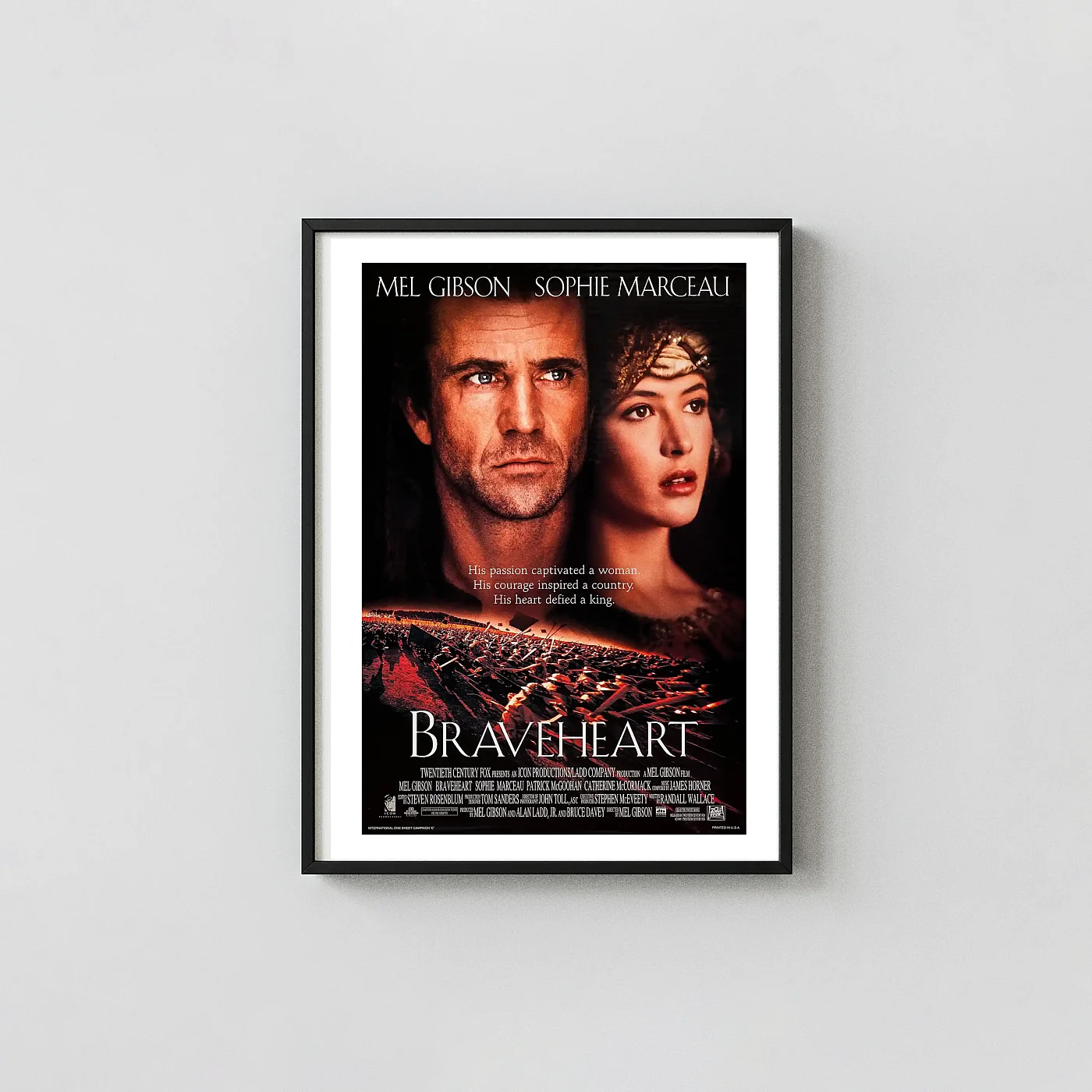 Braveheart | Movie Poster | William Wallace Original Film Action & Adventure Movie Posters xe2x80x93 Portrait Frame Wall Art Mockup | MerchFuse