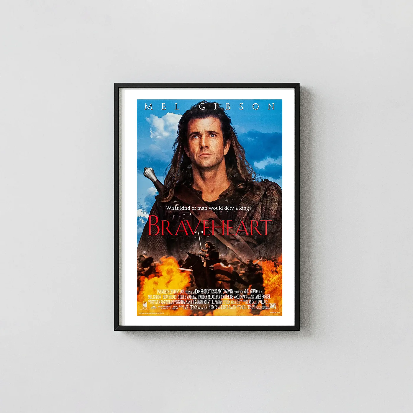 Braveheart | Movie Poster | Mel Gibson as William Wallace Action & Adventure Movie Posters xe2x80x93 Portrait Frame Wall Art Mockup | MerchFuse