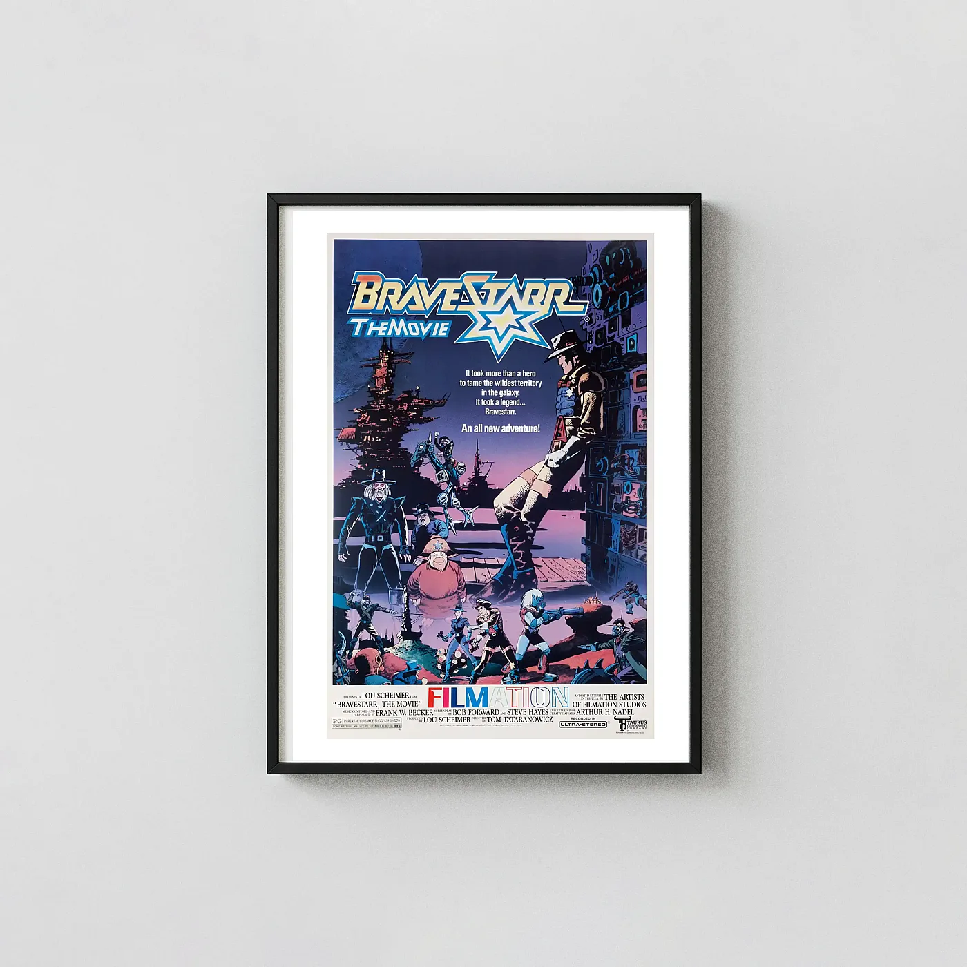 BraveStarr The Movie | Vintage Film Poster | Retro Sci-Fi Western Art Movie Posters xe2x80x93 Portrait Frame Wall Art Mockup | MerchFuse