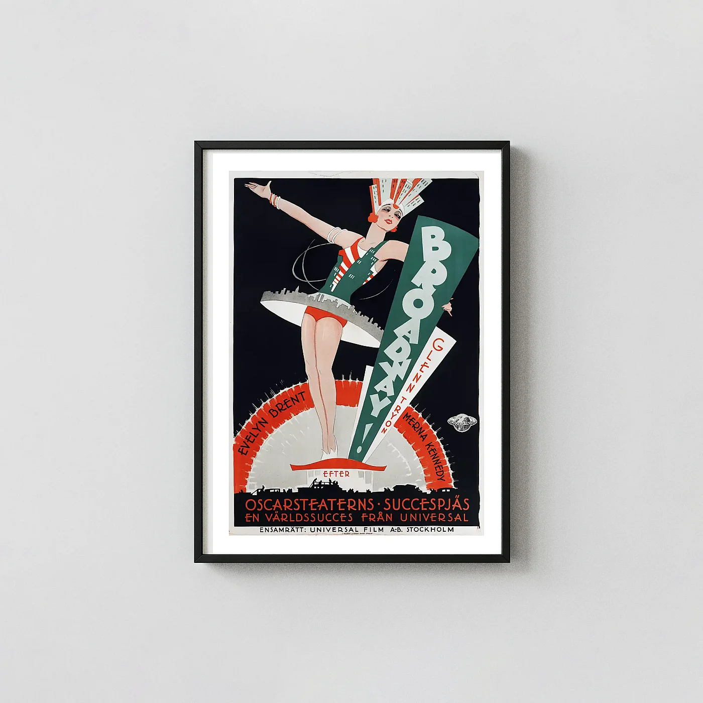 Broadway (1929) | Vintage Movie Poster | Iconic Art Deco Dancer Movie Posters xe2x80x93 Portrait Frame Wall Art Mockup | MerchFuse