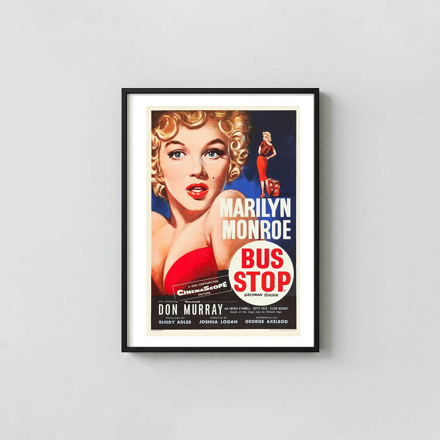 Bus Stop (1956) ft. Marilyn Monroe | Movie Poster | Classic Vintage Movie Posters xe2x80x93 Portrait Frame Wall Art Mockup | MerchFuse