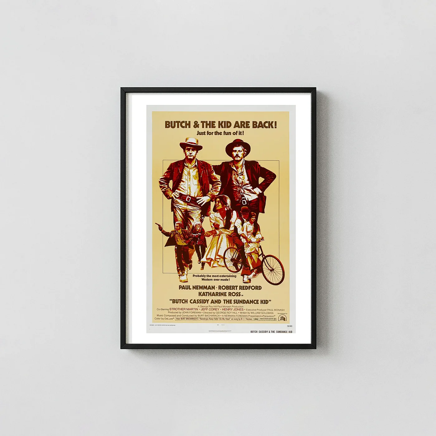 Butch Cassidy and the Sundance Kid | Movie Poster | Classic Western Film Art Movie Posters xe2x80x93 Portrait Frame Wall Art Mockup | MerchFuse