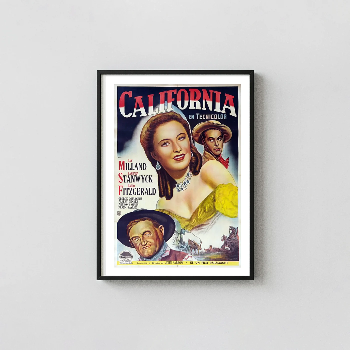 California (1947) | Classic Western Movie Poster | Barbara Stanwyck Retro Movie Posters xe2x80x93 Portrait Frame Wall Art Mockup | MerchFuse