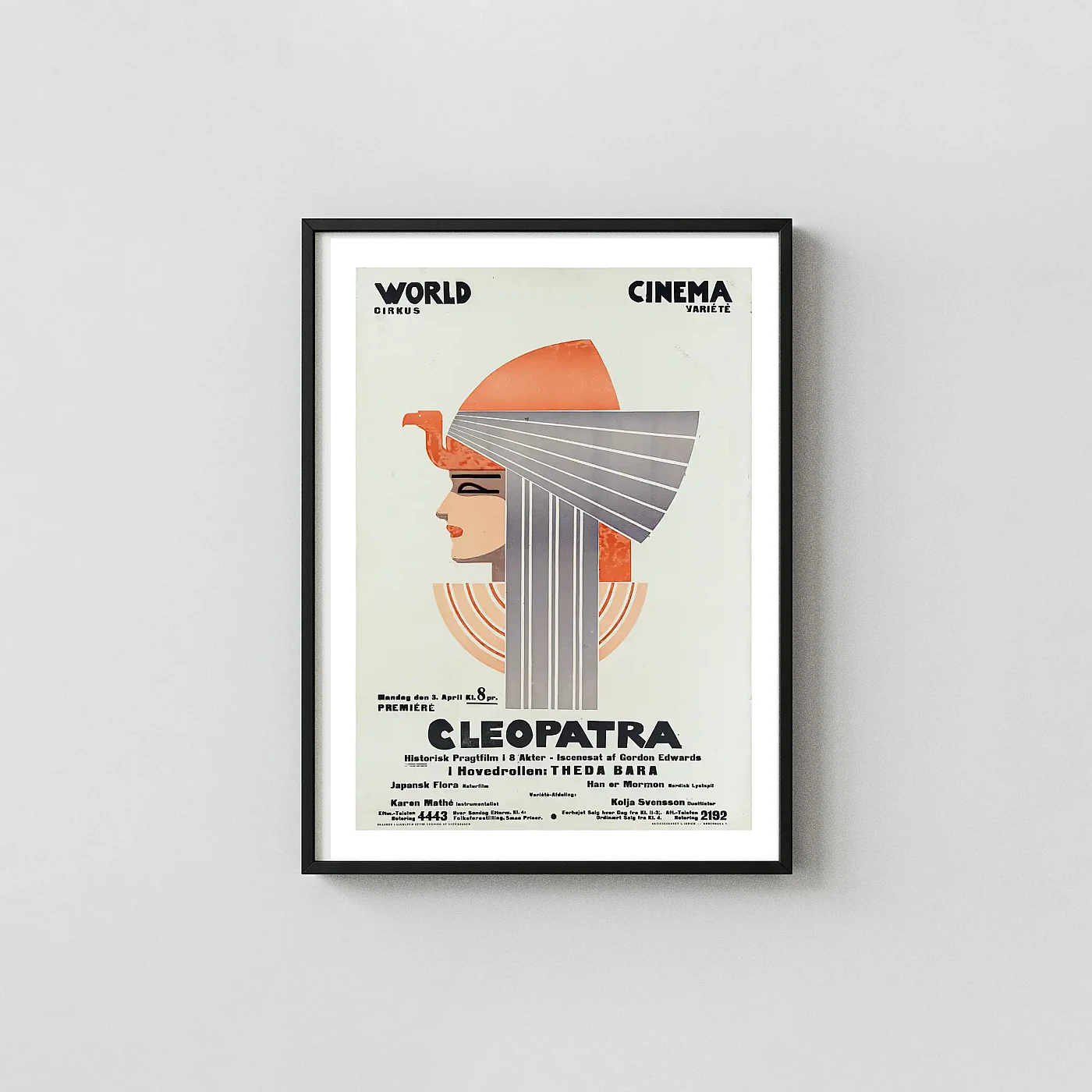 Cleopatra | Vintage Movie Poster | Art Deco Silent Film Wall Movie Posters xe2x80x93 Portrait Frame Wall Art Mockup | MerchFuse