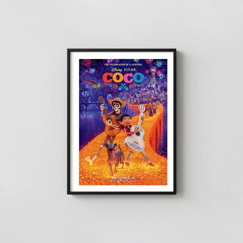 Disney Pixar Coco | Movie Poster | Land of the Dead Animation and Anime Posters xe2x80x93 Portrait Frame Wall Art Mockup | MerchFuse