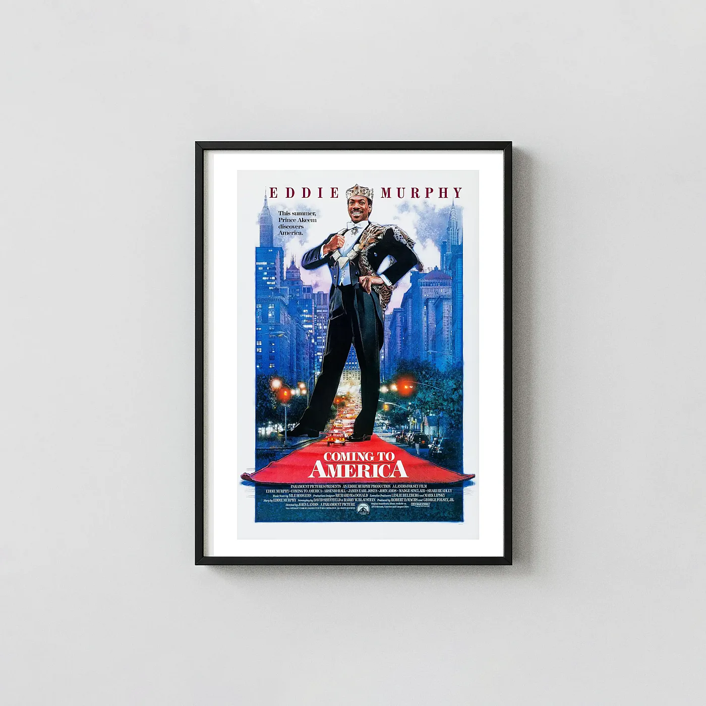 Coming to America | Movie Poster | Prince Akeem Red Carpet Movie Posters xe2x80x93 Portrait Frame Wall Art Mockup | MerchFuse