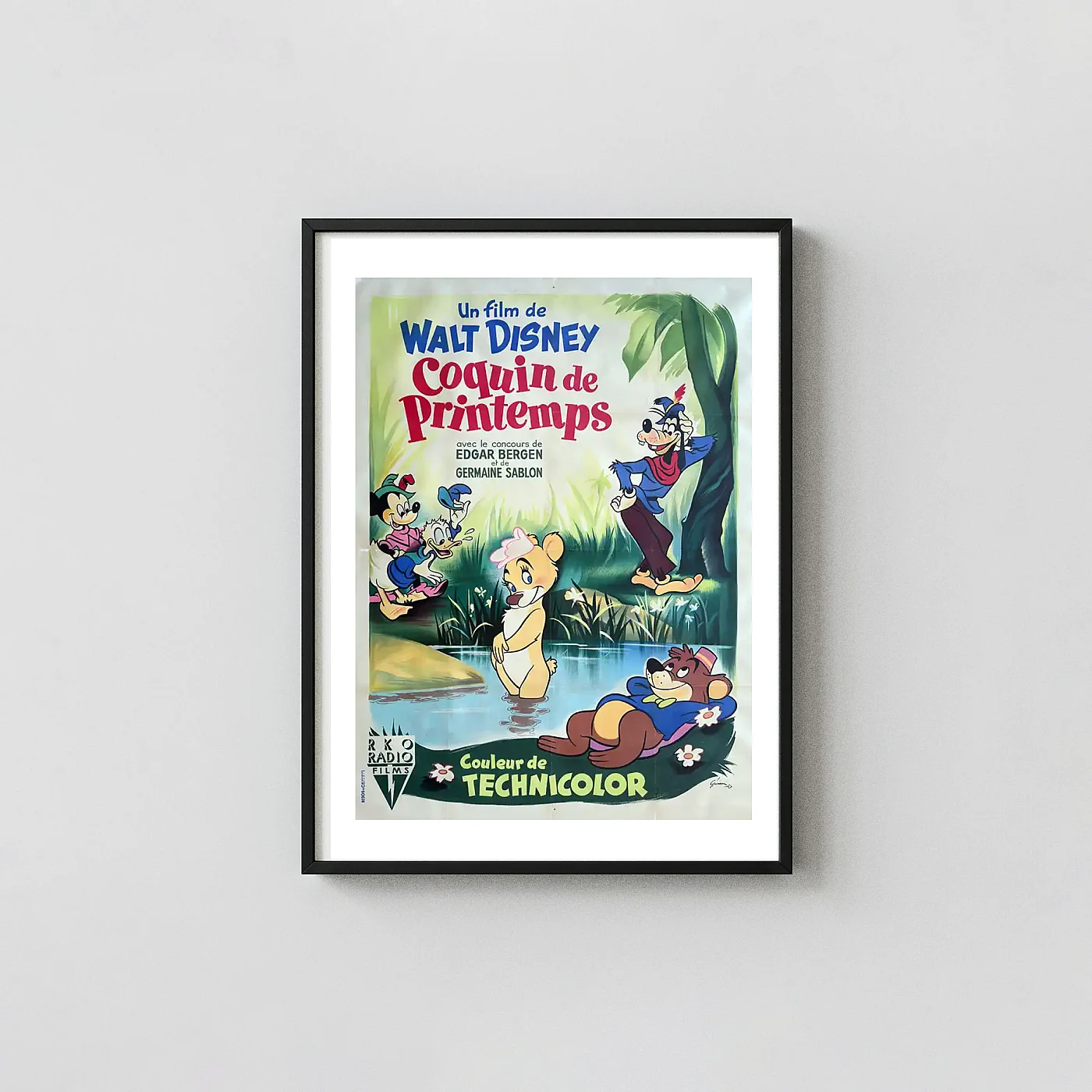 Fun and Fancy Free | Disney Movie Poster | Vintage French Animation and Anime Posters xe2x80x93 Portrait Frame Wall Art Mockup | MerchFuse