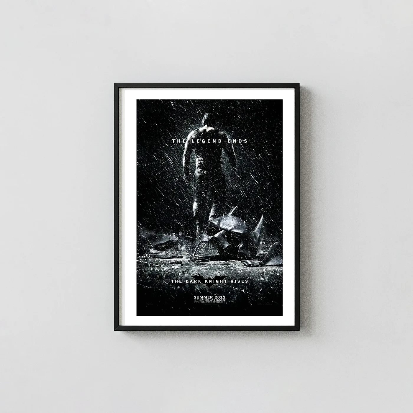 The Dark Knight Rises | Movie Poster | Bane & Broken Batman Cowl Art Action & Adventure Movie Posters xe2x80x93 Portrait Frame Wall Art Mockup | MerchFuse
