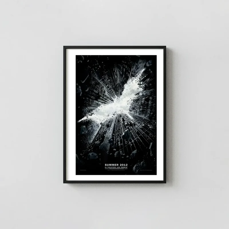 The Dark Knight Rises | Movie Poster | Gotham Collapse Bat-Symbol Art Action & Adventure Movie Posters xe2x80x93 Portrait Frame Wall Art Mockup | MerchFuse