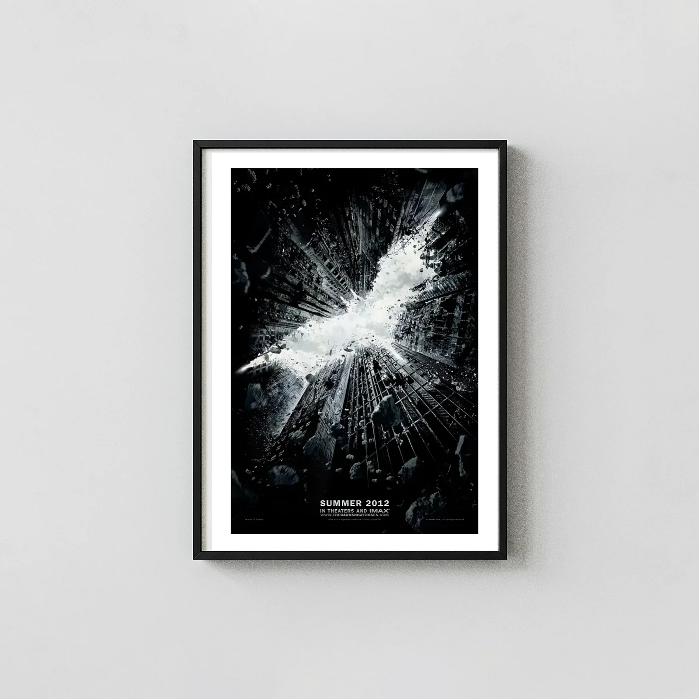The Dark Knight Rises | Movie Poster | Gotham Collapse Bat-Symbol Art Action & Adventure Movie Posters xe2x80x93 Portrait Frame Wall Art Mockup | MerchFuse