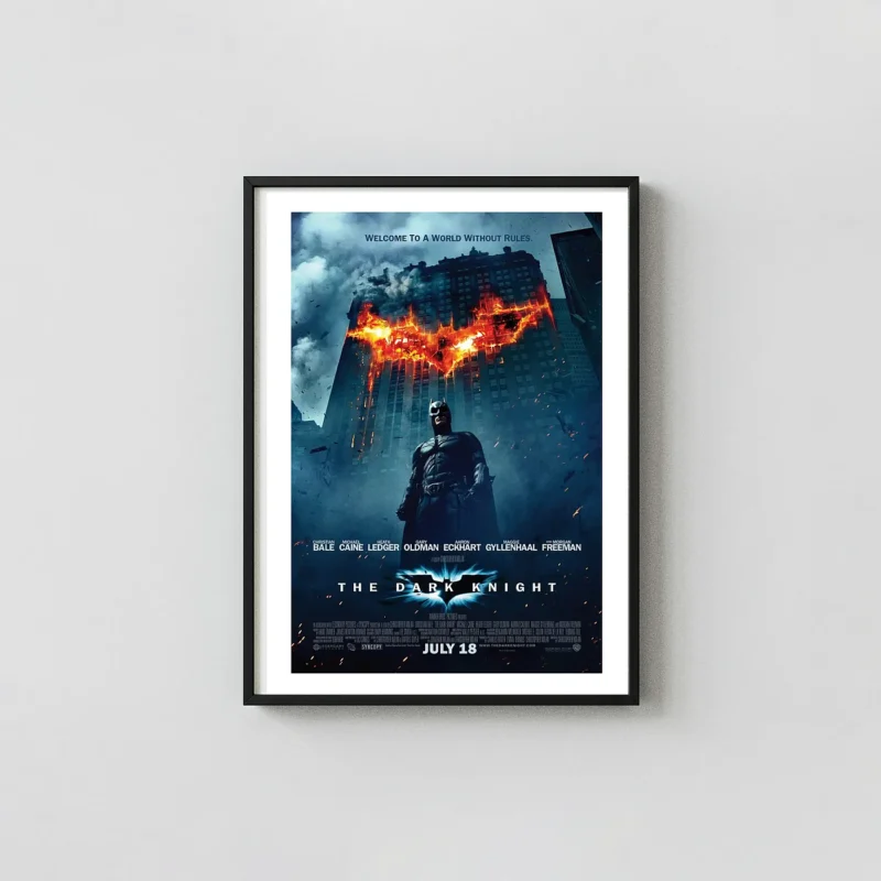 The Dark Knight | Movie Poster | Batman & Burning Bat Symbol Art