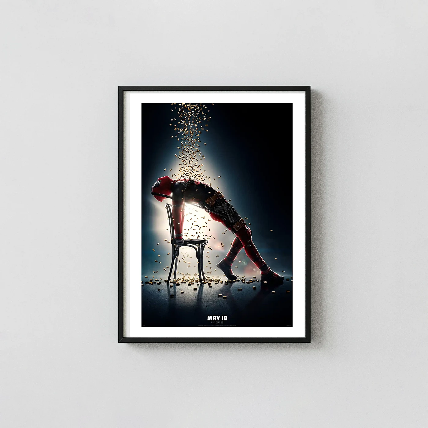 Deadpool 2 | Movie Poster | Iconic Flashdance Chair Pose Action & Adventure Movie Posters xe2x80x93 Portrait Frame Wall Art Mockup | MerchFuse