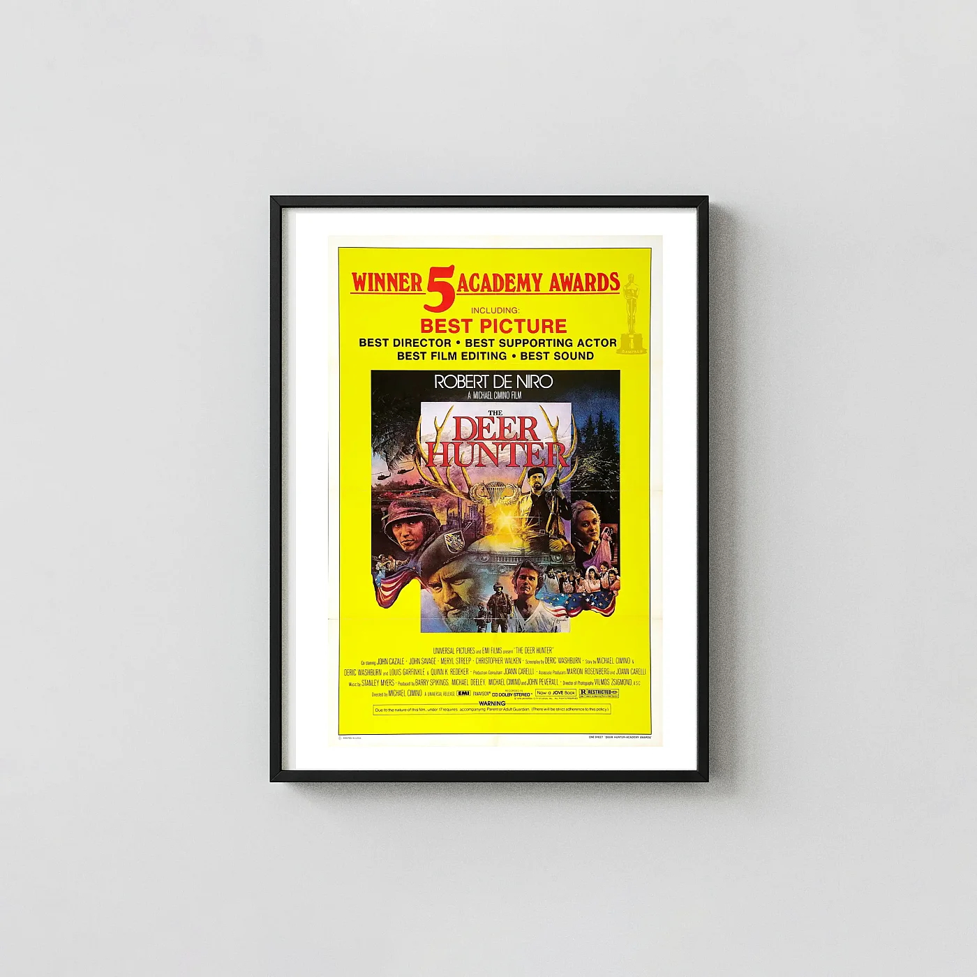 The Deer Hunter | Movie Poster | Vintage Academy Award Winner Print The Deer Hunter | Movie Poster | Vintage Academy Award Winner Movie Posters Xe2X80X93 Portrait Frame Wall Art Mockup | Merchfuse