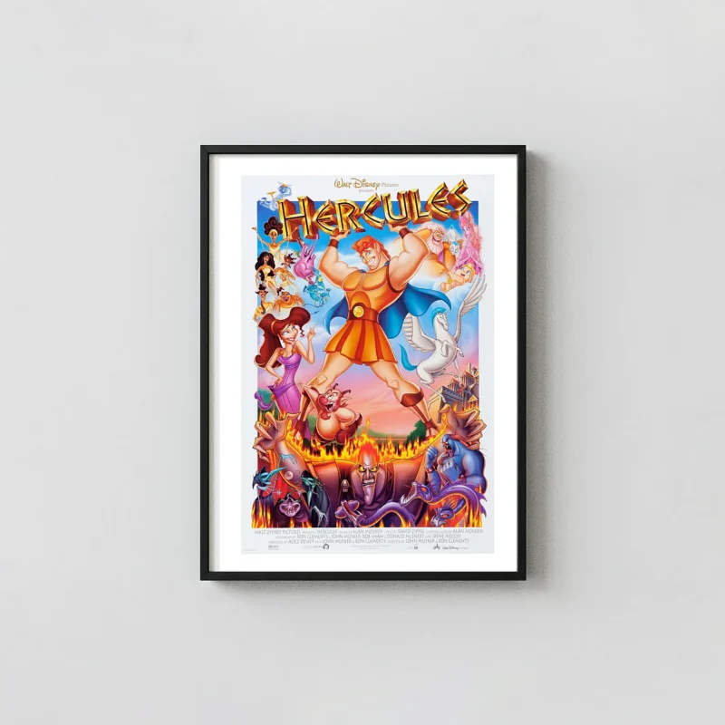 Disney's Hercules | Movie Poster | Iconic 1997 Theatrical Artwork Movie Posters xe2x80x93 Portrait Frame Wall Art Mockup | MerchFuse