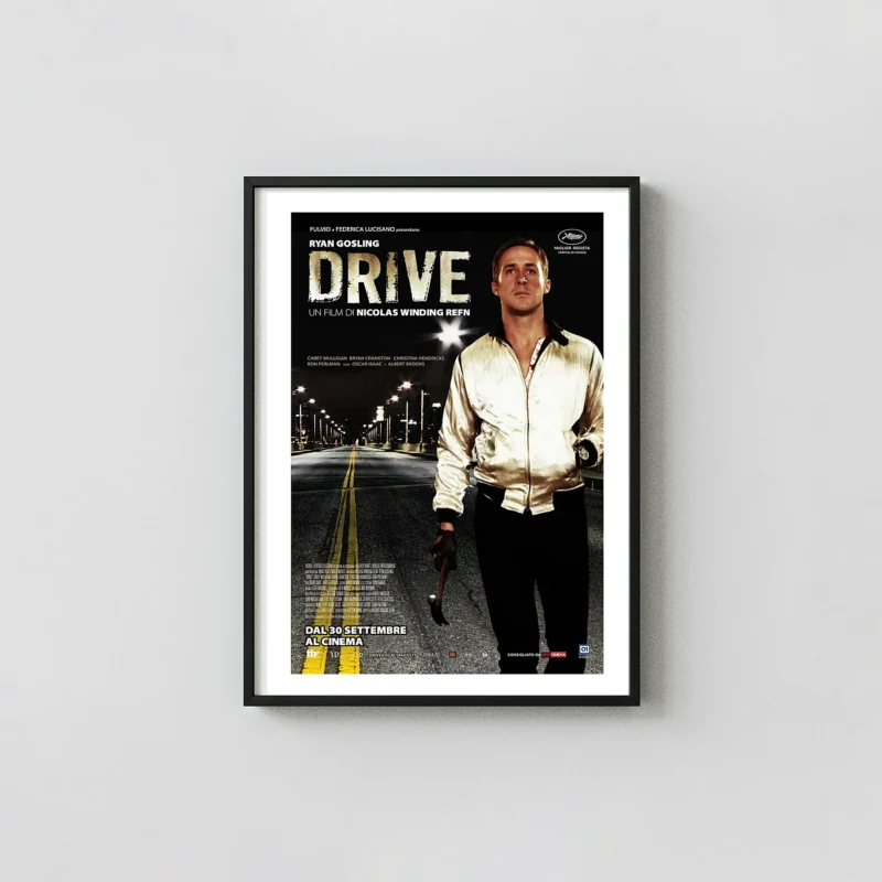 Drive (2011) | Movie Poster | Ryan Gosling Night Street Art Action & Adventure Movie Posters xe2x80x93 Portrait Frame Wall Art Mockup | MerchFuse