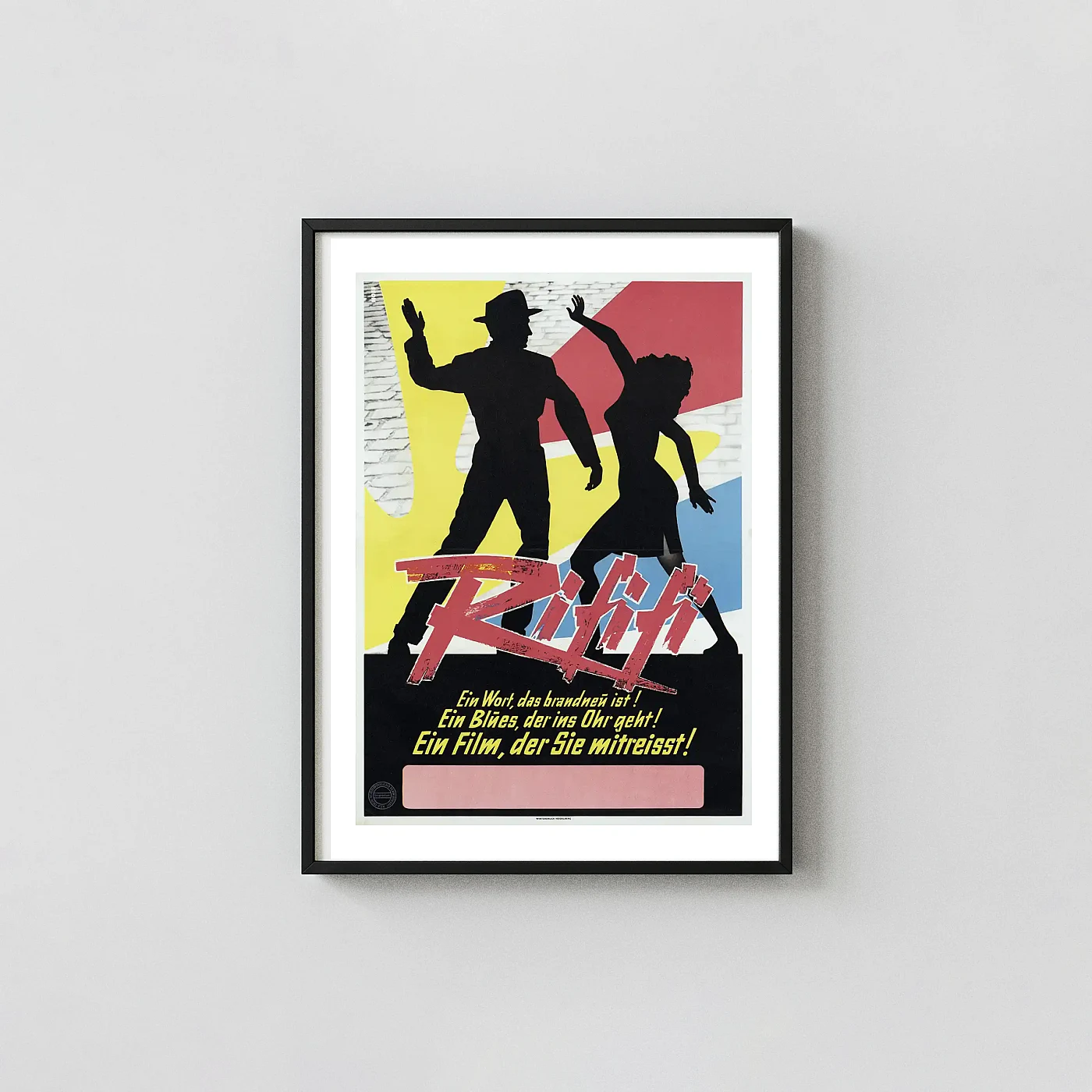 Rififi | Movie Poster | 1955 Vintage German Film Noir Art Print Rififi | Movie Poster | 1955 Vintage German Film Noir Movie Posters Xe2X80X93 Portrait Frame Wall Art Mockup | Merchfuse