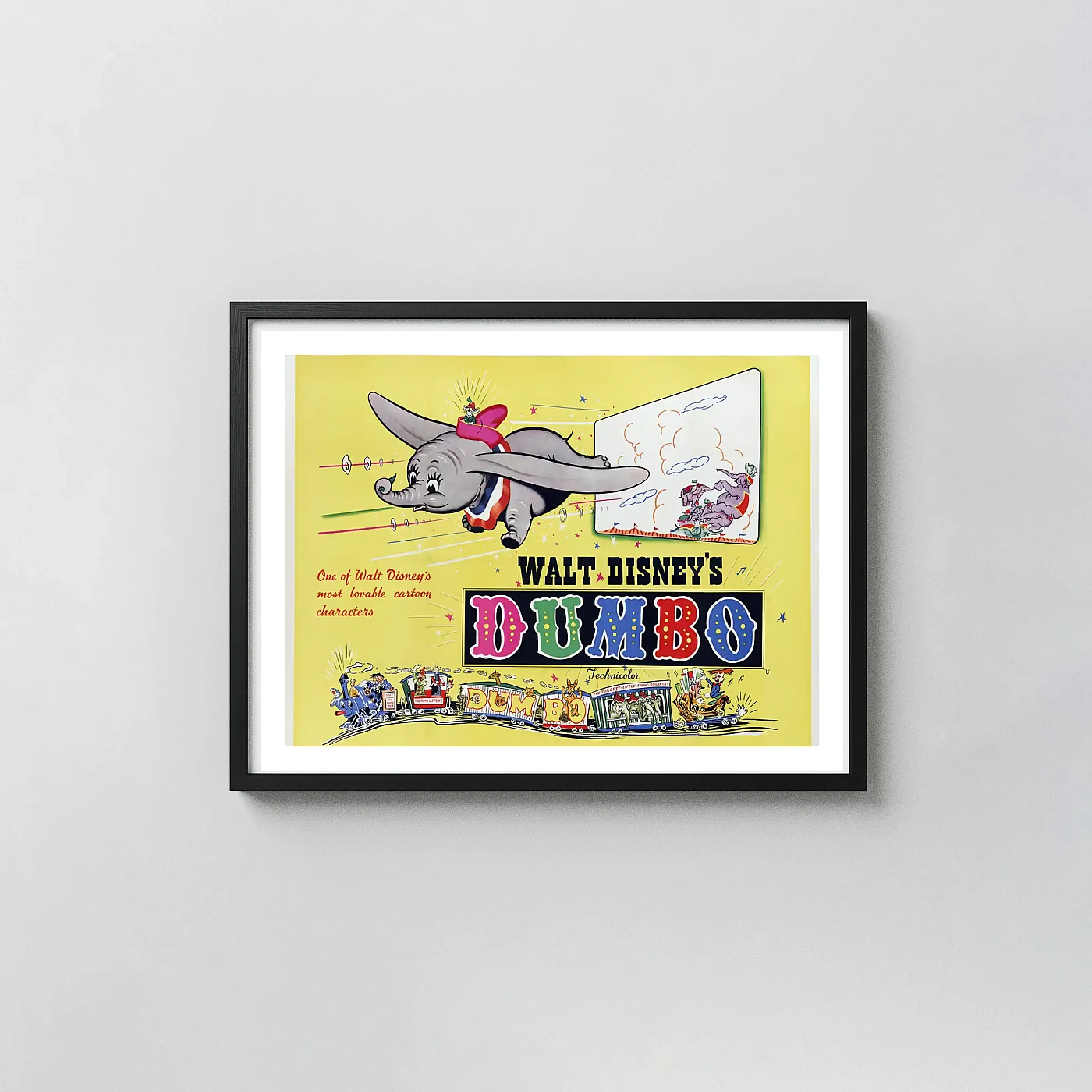 Dumbo | Disney Classic Movie Poster | 1941 Vintage Flying Elephant Art Dumbo | Disney Classic Movie Poster | 1941 Vintage Flying Elephant Art Animation And Anime Posters Xe2X80X93 Landscape Frame Wall Art Mockup | Merchfuse