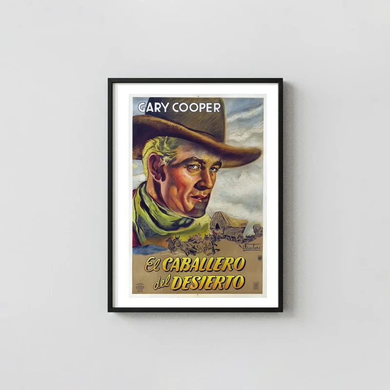 The Westerner (1940) | Movie Poster | Vintage Gary Cooper Portrait Art Movie Posters xe2x80x93 Portrait Frame Wall Art Mockup | MerchFuse