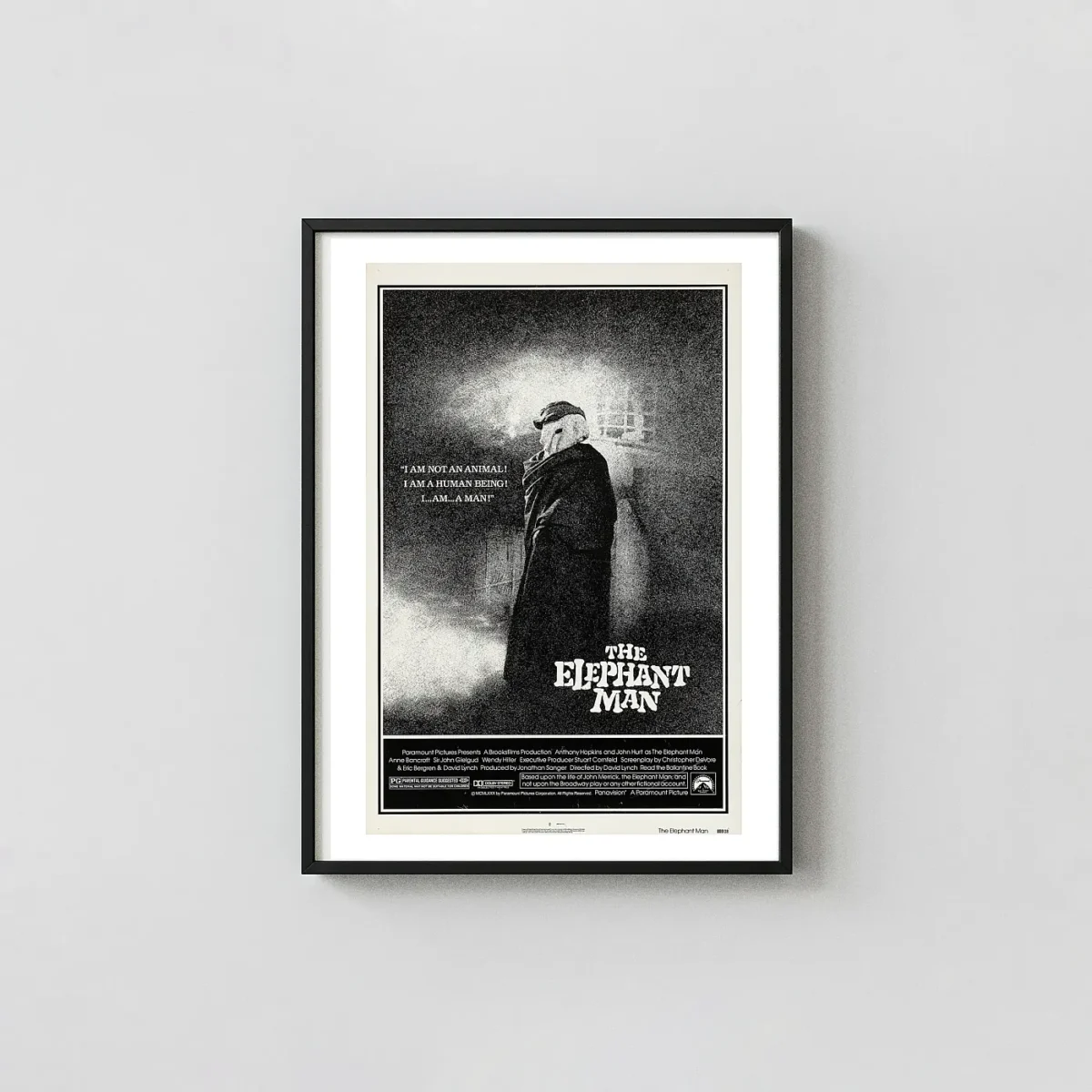 The Elephant Man | Movie Poster | Iconic Black & White Movie Posters xe2x80x93 Portrait Frame Wall Art Mockup | MerchFuse