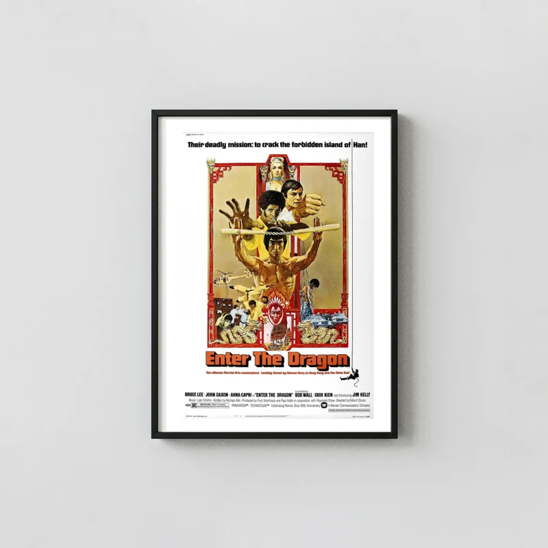 Enter the Dragon | Classic Movie Poster | Bruce Lee Nunchaku Art Print