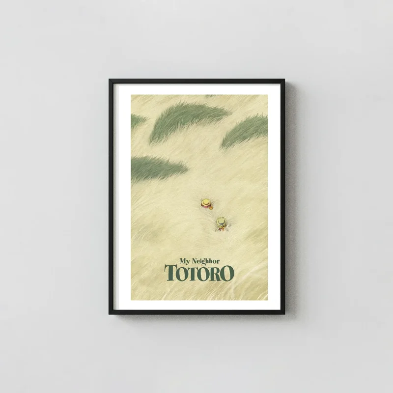 My Neighbor Totoro | Studio Ghibli Movie Poster | Minimalist Field Animation and Anime Posters xe2x80x93 Portrait Frame Wall Art Mockup | MerchFuse