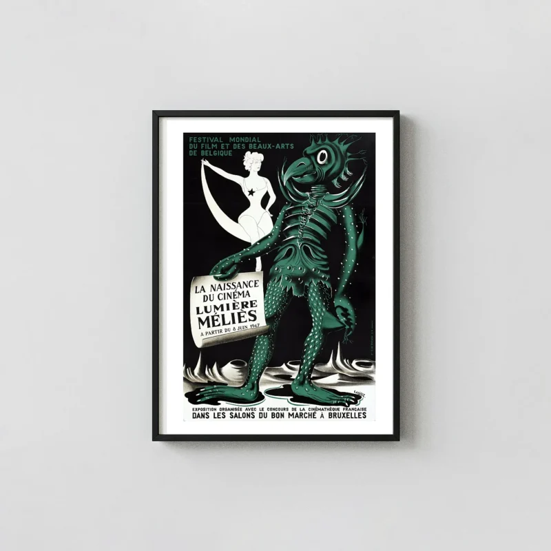 Félix Labisse 1947 Film Festival | Surreal Art Poster | Green Monster & Art Deco Muse