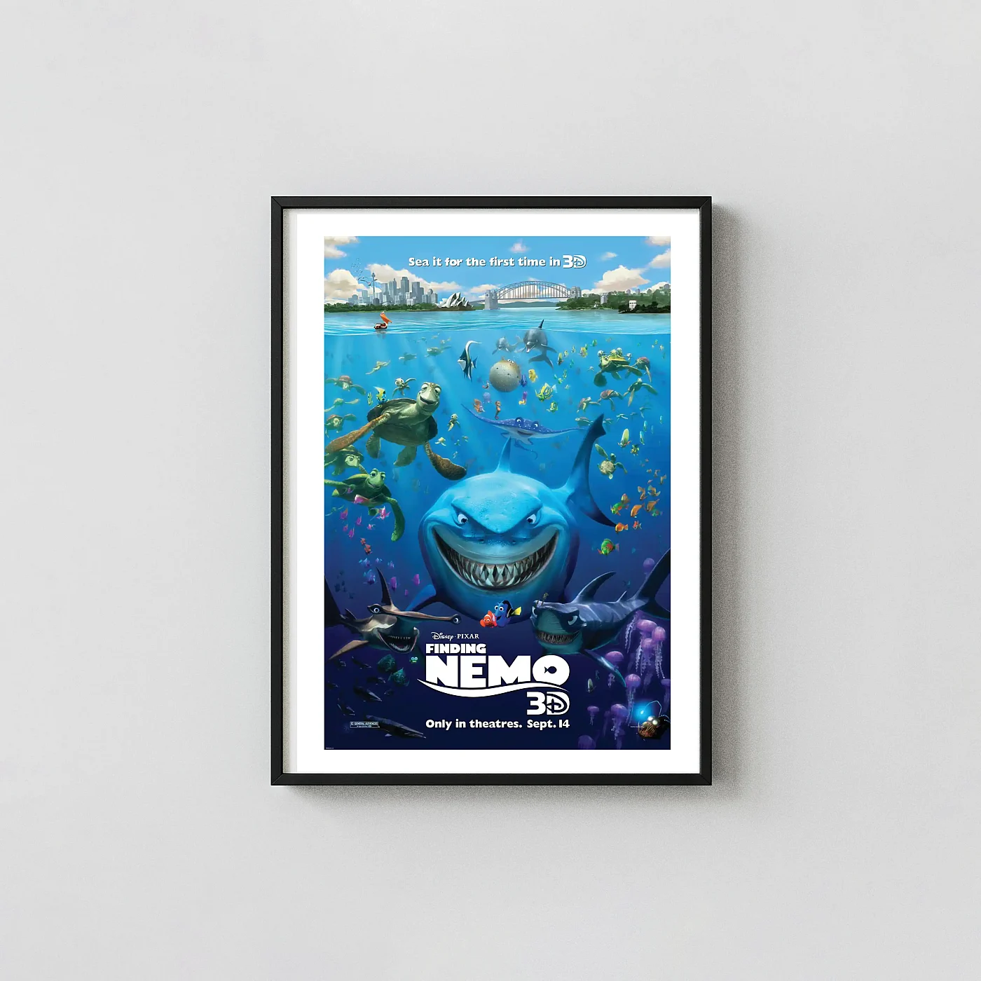 Finding Nemo | Disney Pixar Movie Poster | Epic Underwater Scene Animation and Anime Posters xe2x80x93 Portrait Frame Wall Art Mockup | MerchFuse