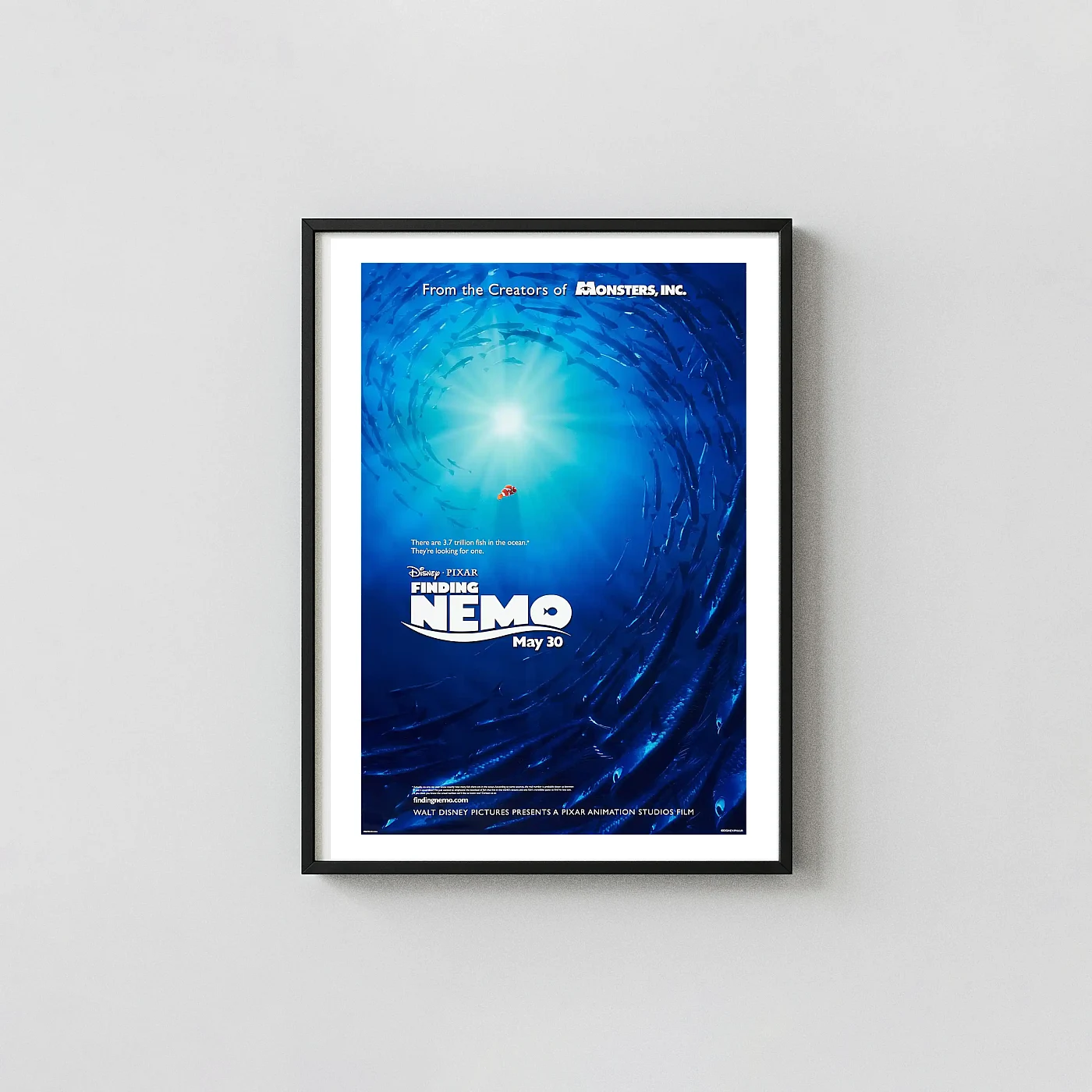 Finding Nemo | Movie Poster | Iconic Swarm Key Animation and Anime Posters xe2x80x93 Portrait Frame Wall Art Mockup | MerchFuse