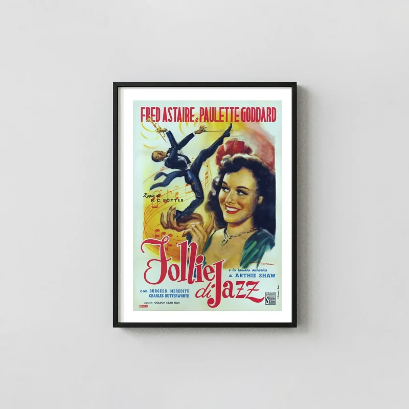 Follie di Jazz (Second Chorus) | Vintage Italian Movie Poster | Fred Astaire Art Horror Movies Posters xe2x80x93 Portrait Frame Wall Art Mockup | MerchFuse