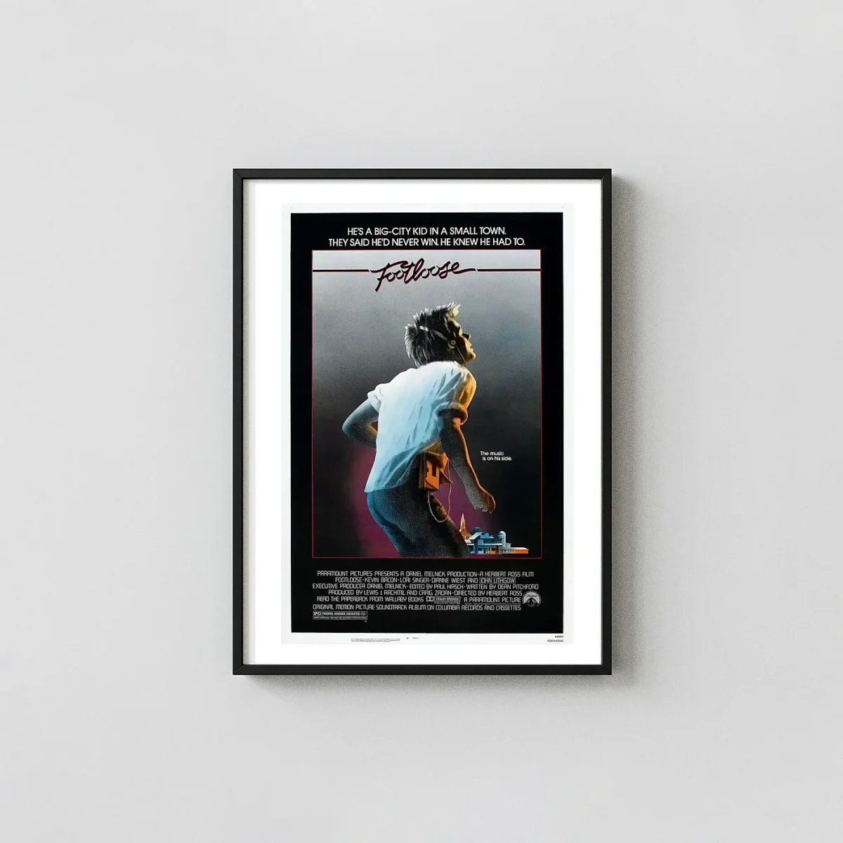 Footloose | Movie Poster | Ren McCormack 80s Cassette Cult Classic Movies Posters xe2x80x93 Portrait Frame Wall Art Mockup | MerchFuse