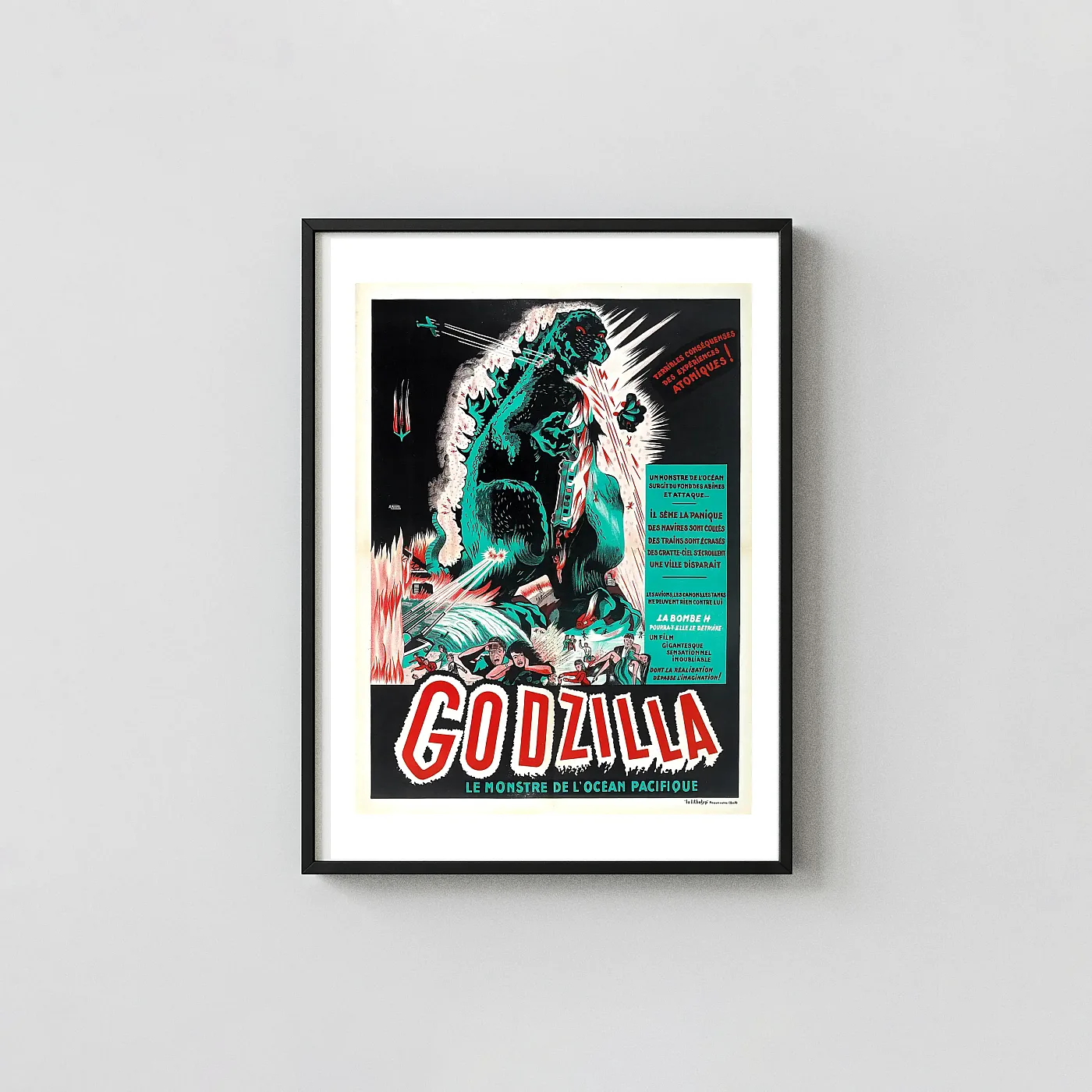 Godzilla (1954) Movie Poster Vintage French Theatrical Art - movie poster wall art print