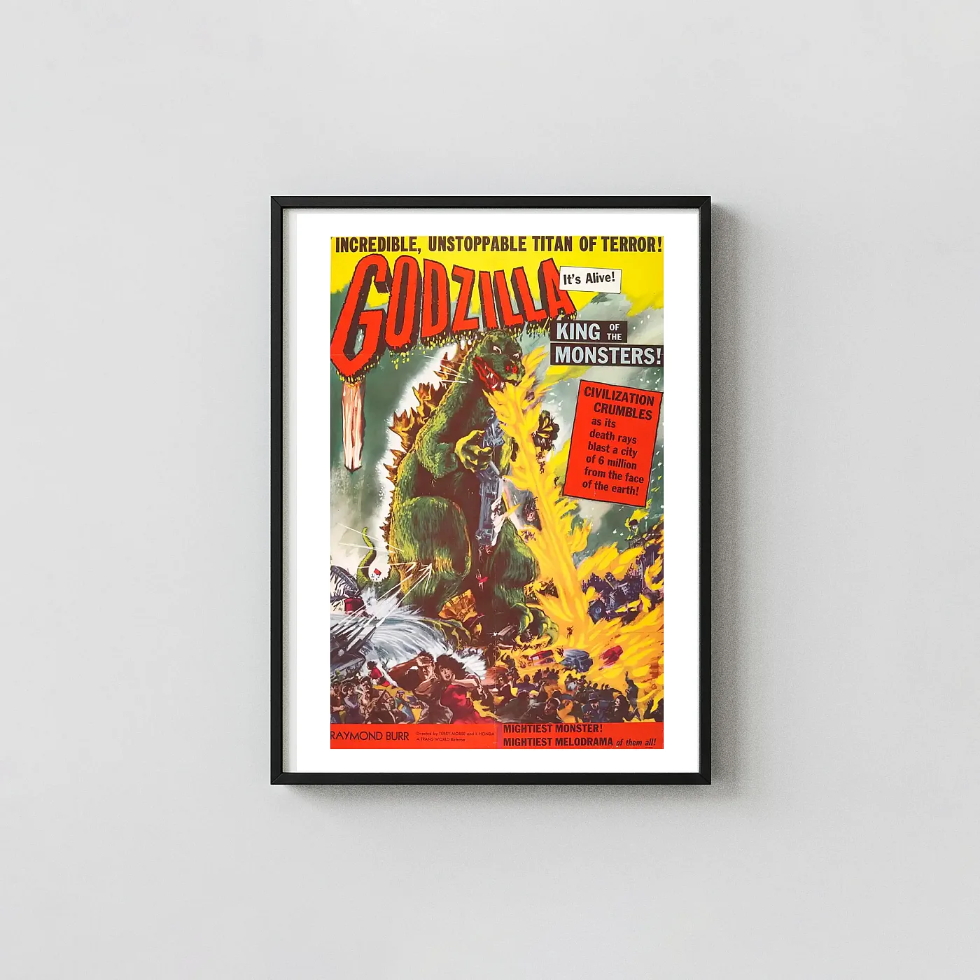 Godzilla, King of the Monsters Movie Poster Vintage Kaiju Destruction Art - movie poster wall art print