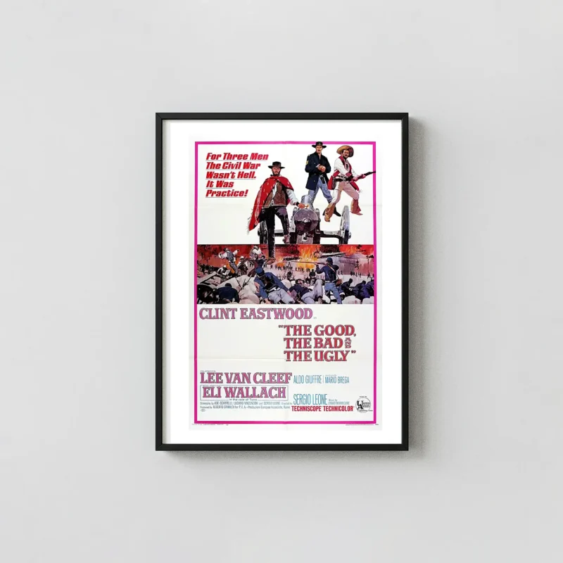 The Good, the Bad and the Ugly | Movie Poster | Original Iconic Action & Adventure Movie Posters xe2x80x93 Portrait Frame Wall Art Mockup | MerchFuse