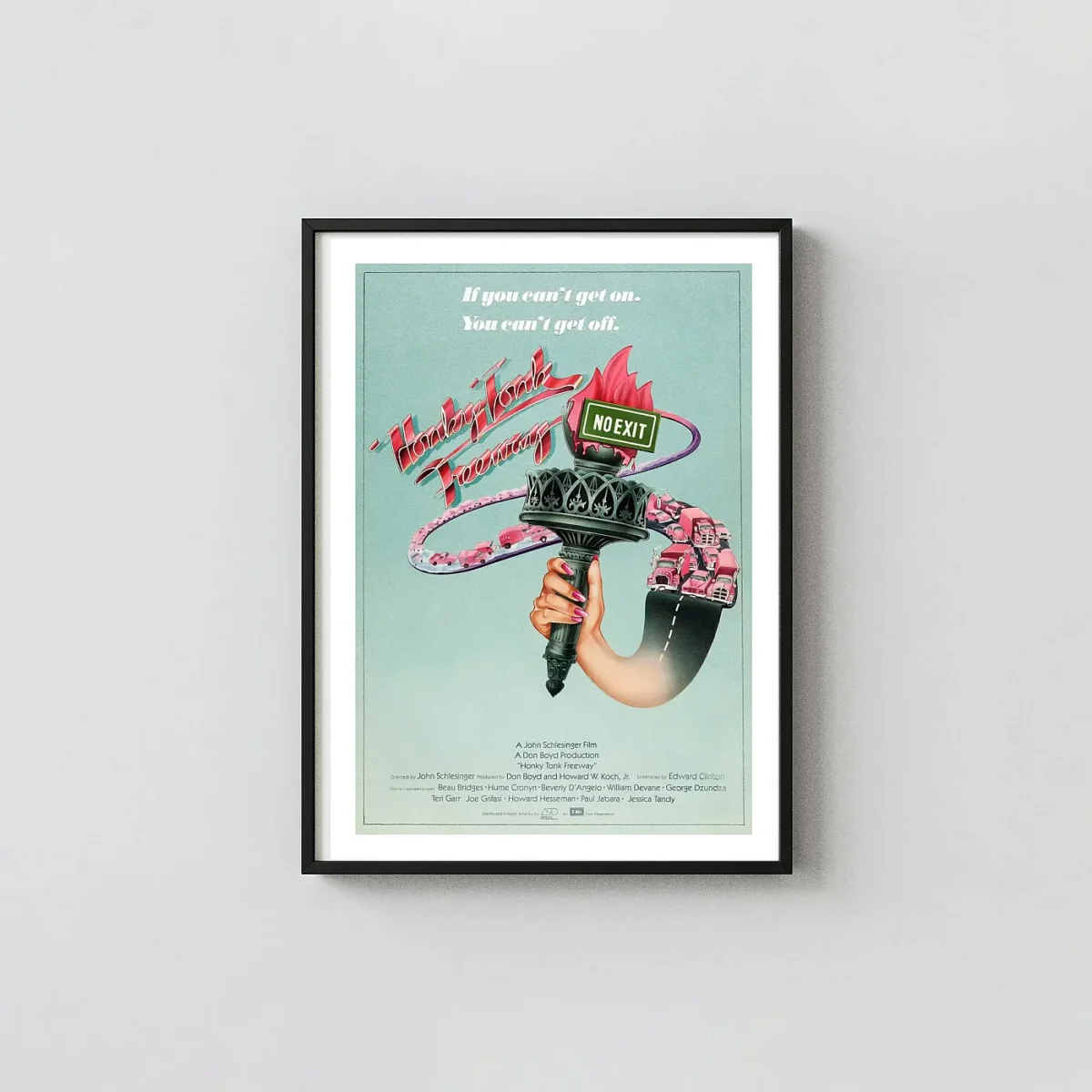 Honky Tonk Freeway | Movie Poster | Retro 80s 'No Exit' Statue of Liberty Art Cult Classic Movies Posters xe2x80x93 Portrait Frame Wall Art Mockup | MerchFuse