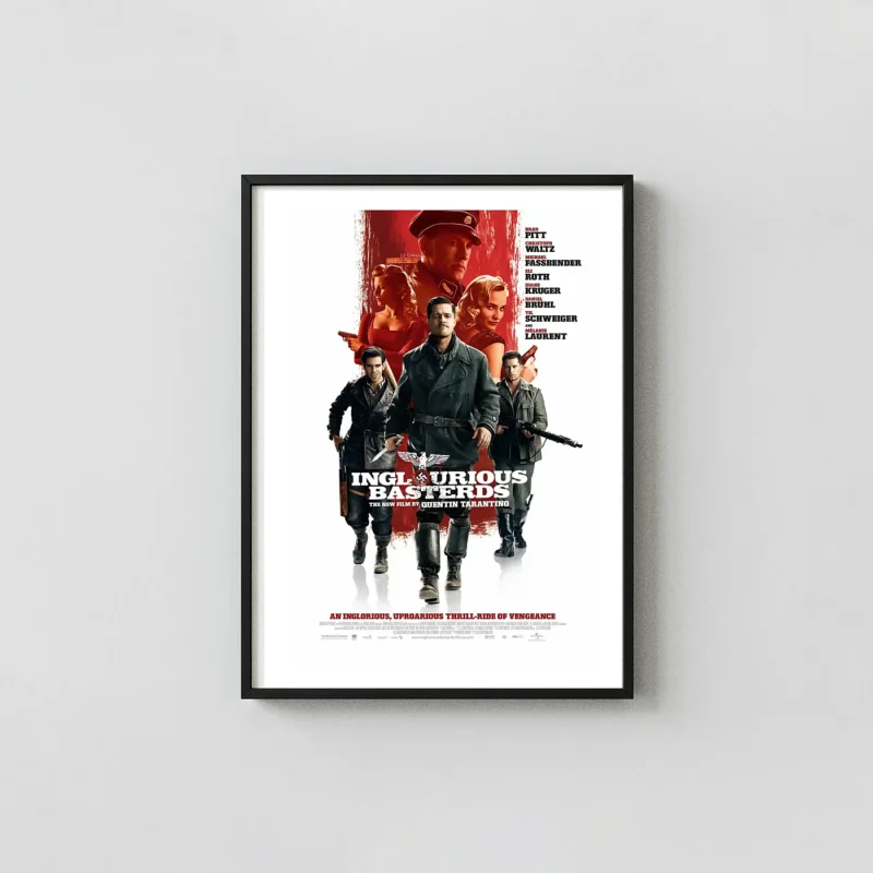 Inglourious Basterds | Movie Poster | Official Cast Wall Action & Adventure Movie Posters xe2x80x93 Portrait Frame Wall Art Mockup | MerchFuse