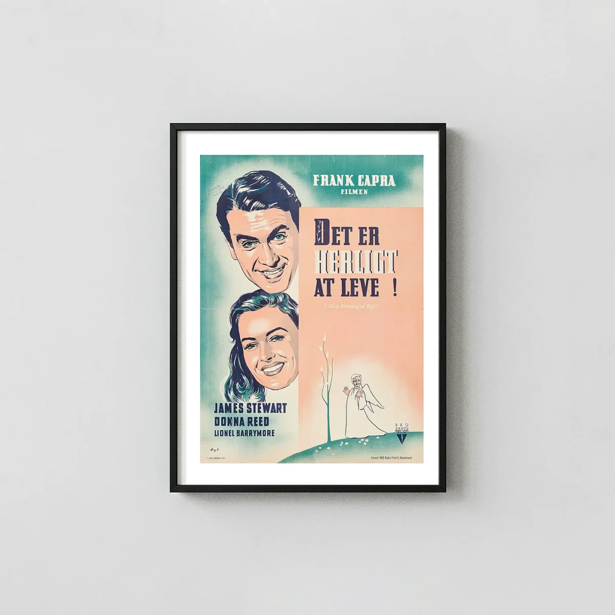 It's a Wonderful Life | Movie Poster | Danish Vintage It's a Wonderful Life Movie Posters xe2x80x93 Portrait Frame Wall Art Mockup | MerchFuse