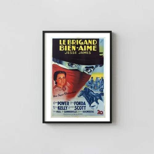 Jesse James (1939) | Movie Poster | Vintage French Le Brigand Bien-Aimé Art