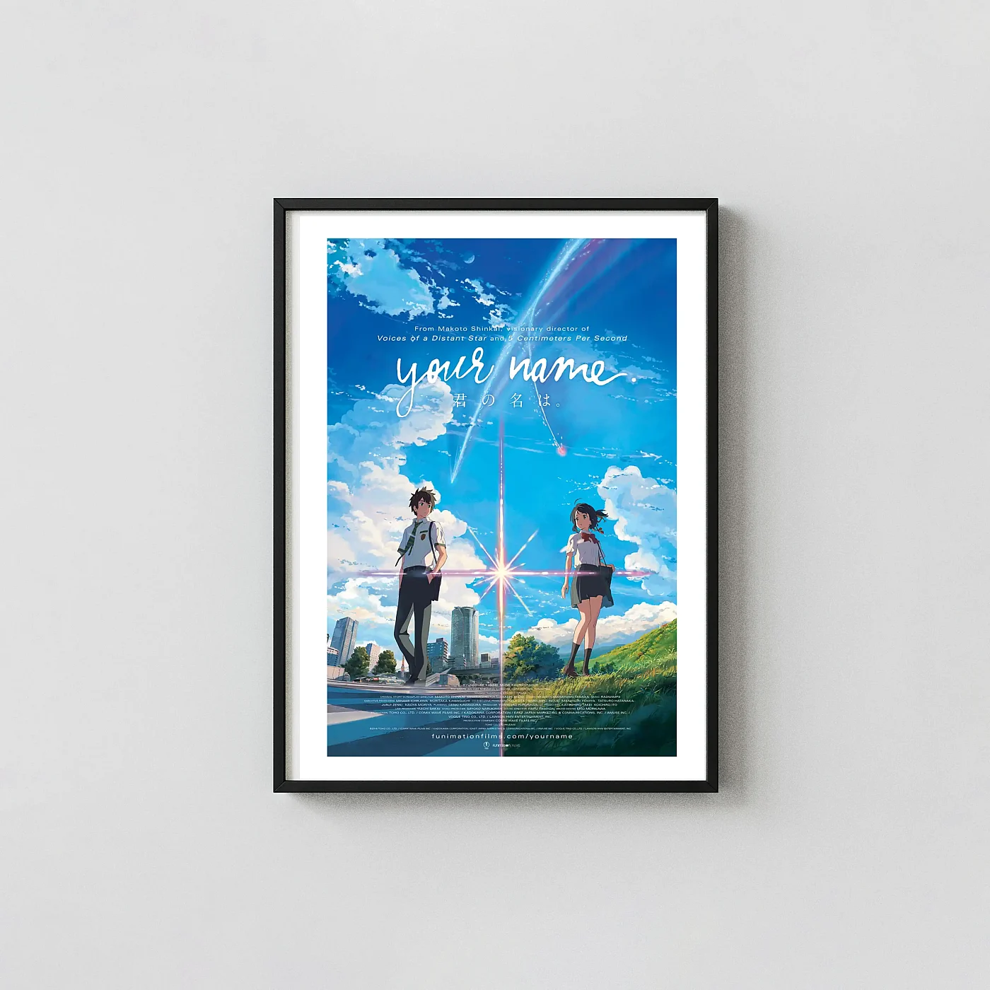 Your Name (Kimi No Na Wa) | Movie Poster | Comet Sky Anime Wall Art Your Name (Kimi No Na Wa) | Movie Poster | Comet Sky Anime Animation And Anime Posters Xe2X80X93 Portrait Frame Wall Art Mockup | Merchfuse