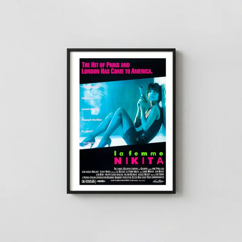 La Femme Nikita | Movie Poster | Iconic 90s French Thriller Horror Movies Posters xe2x80x93 Portrait Frame Wall Art Mockup | MerchFuse