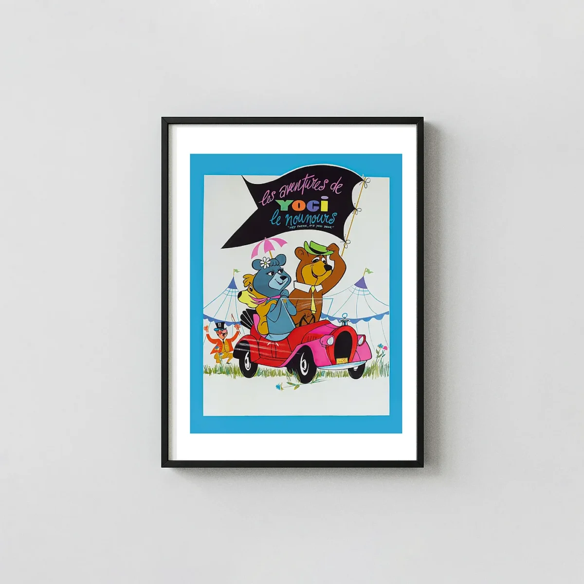 Yogi Bear: Hey There! | Movie Poster | Vintage 1964 French Movie Posters xe2x80x93 Portrait Frame Wall Art Mockup | MerchFuse