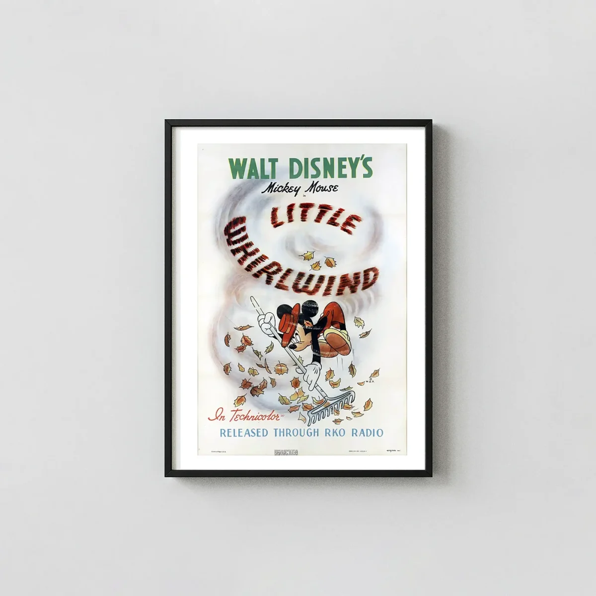 Walt Disney's Little Whirlwind | Vintage Cartoon Poster | 1941 Mickey Mouse Art Movie Posters xe2x80x93 Portrait Frame Wall Art Mockup | MerchFuse