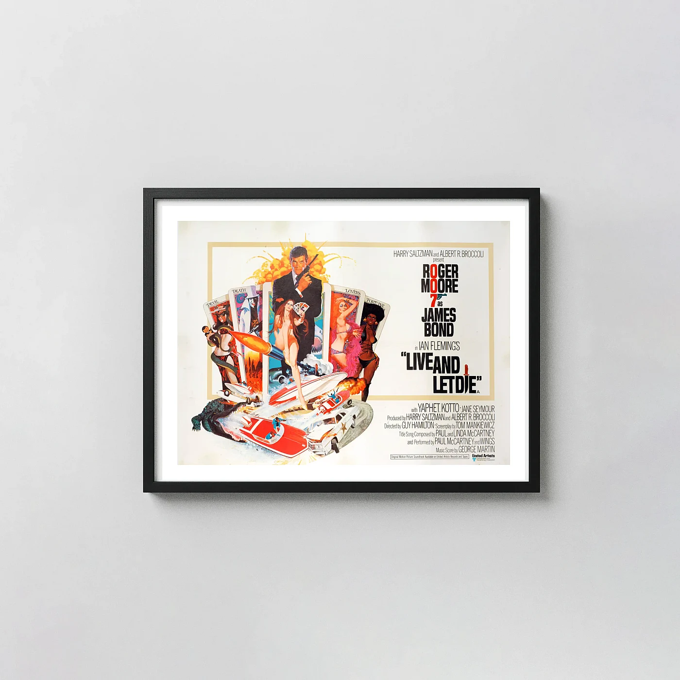 Live and Let Die | James Bond Movie Poster | Iconic 70s Tarot Card Art Action & Adventure Movie Posters xe2x80x93 Landscape Frame Wall Art Mockup | MerchFuse